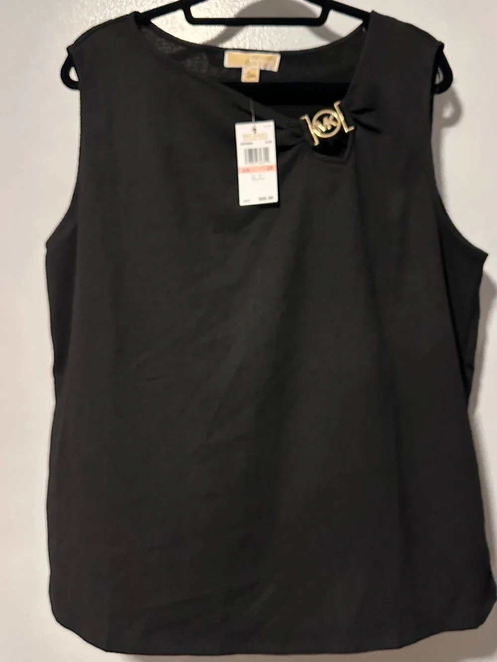 Michael Kors Black Sleeveless Tank with Gold MK Accent